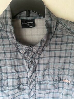 Grundens-Men's Gray Plaid snap front Shirt - 3XL
